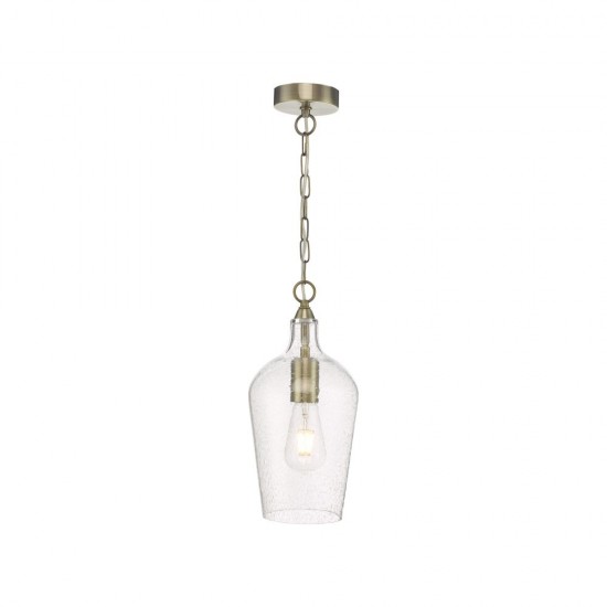 61705-003 Antique Brass Pendant with Seeded Glass