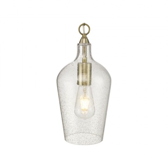 61705-003 Antique Brass Pendant with Seeded Glass