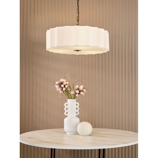 79736-003 Bronze 3 Light Pendant with Ivory Shade & White Diffuser