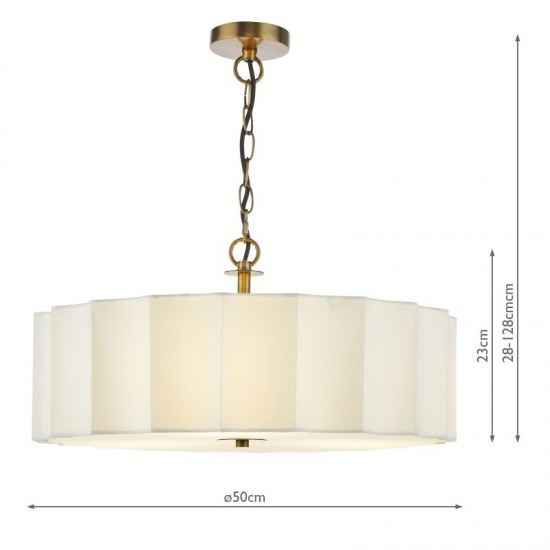 79736-003 Bronze 3 Light Pendant with Ivory Shade & White Diffuser