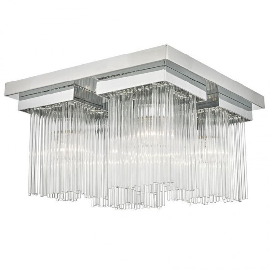 23614-003 Square Polished Chrome & Glass Rods 4 Light Flush 23614-003 Square Polished Chrome & Glass Rods 4 Light Flush