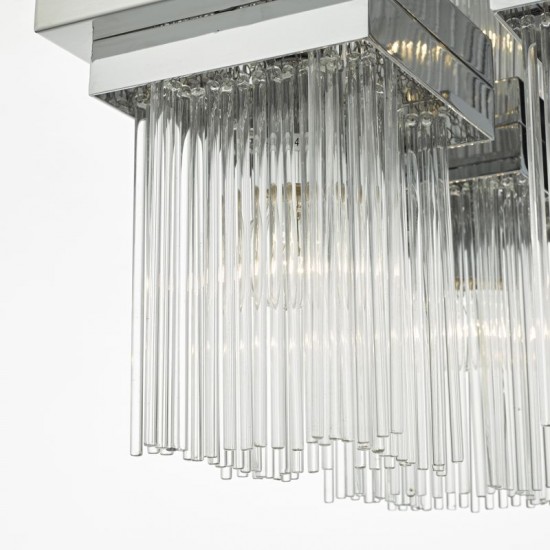 23614-003 Square Polished Chrome & Glass Rods 4 Light Flush 23614-003 Square Polished Chrome & Glass Rods 4 Light Flush