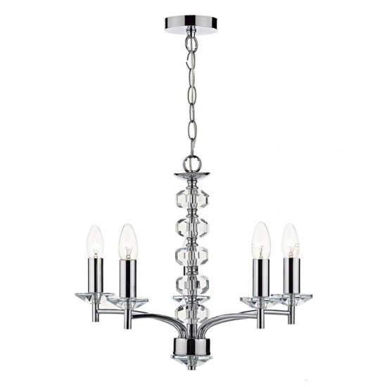32275-003 Chrome 5 Light Centre Fitting with Crystal