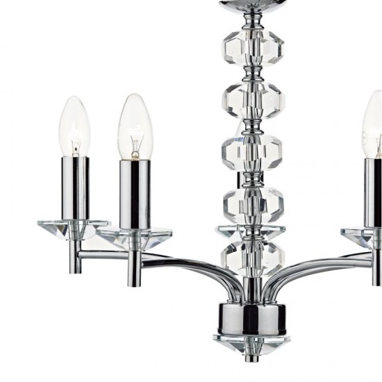 32275-003 Chrome 5 Light Centre Fitting with Crystal