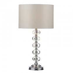 32277-003 Chrome & Crystal Table Lamp with Ivory Shade 32277-003 Chrome & Crystal Table Lamp with Ivory Shade