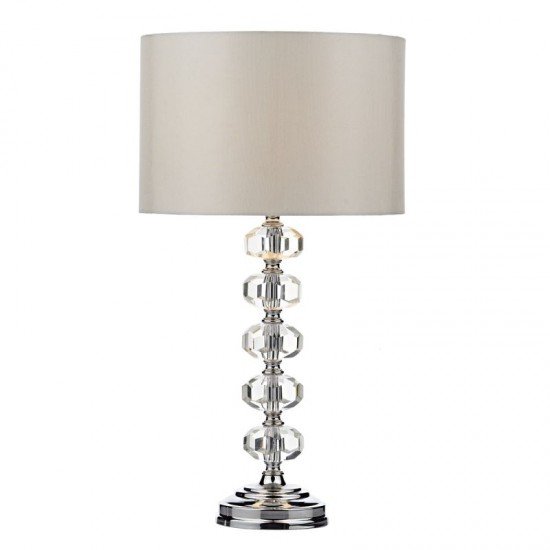 32277-003 Ivory Shade and Chrome with Crystal Table Lamp
