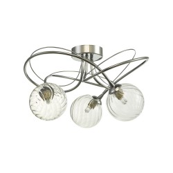 61788-004 Chrome 3 Light Semi Flush with Twisted Glasses