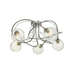 61790-004 Chrome 5 Light Semi Flush with Twisted Glasses
