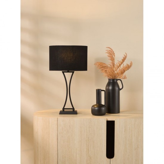 79624-003 Matt Black Table Lamp with Black Oval Shade