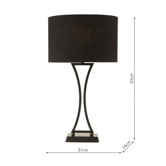 79624-003 Matt Black Table Lamp with Black Oval Shade