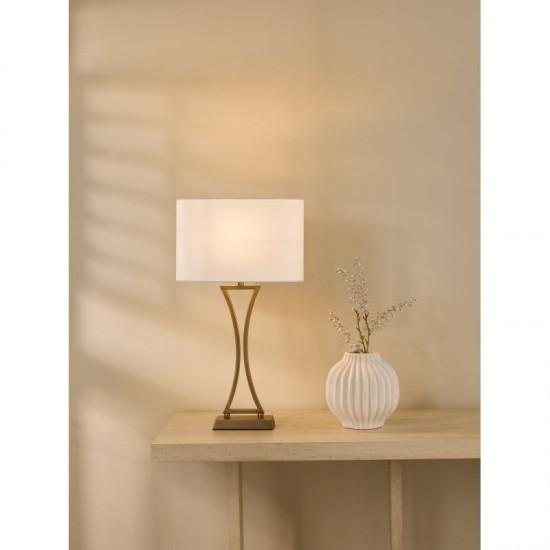 79625-003 Aged Brass Table Lamp with Ivory Oval Shade