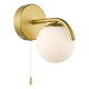 79746-003 Satin Gold Wall Lamp with White Glass