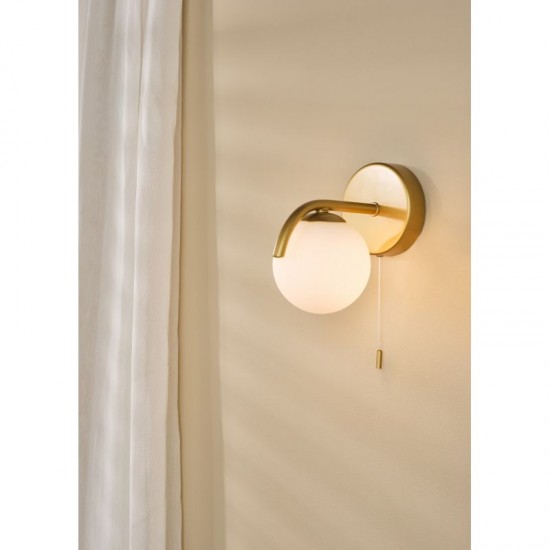 79746-003 Satin Gold Wall Lamp with White Glass