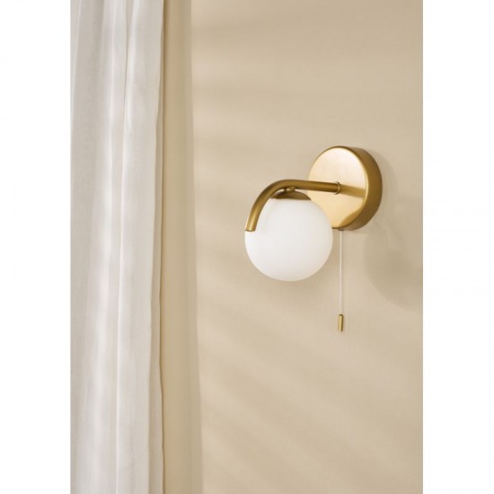 79746-003 Satin Gold Wall Lamp with White Glass