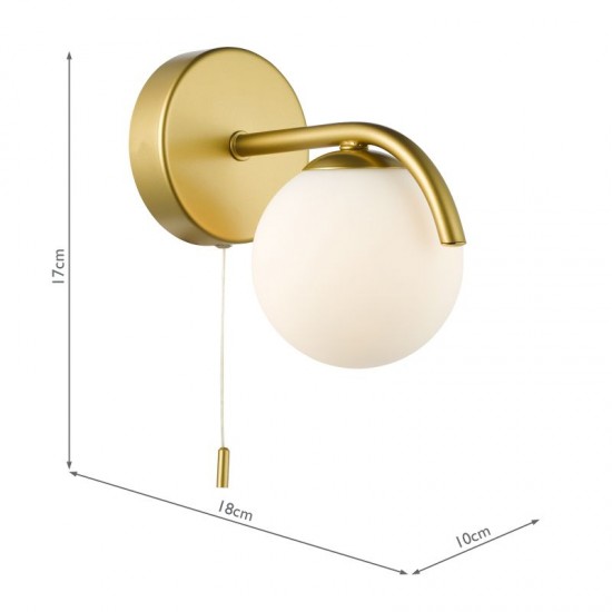 79746-003 Satin Gold Wall Lamp with White Glass