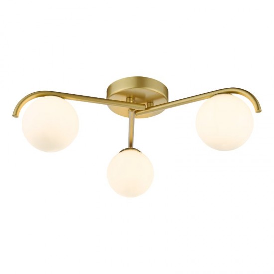 6810-003 Satin Gold 3 Light Flush with White Glasses