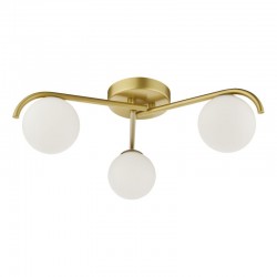 6810-003 Satin Gold 3 Light Flush with White Glasses