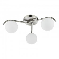 6811-003 Satin Chrome 3 Light Flush with White Glasses 6811-003 Satin Chrome 3 Light Flush with White Glasses