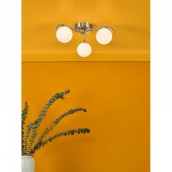 6811-003 Satin Chrome 3 Light Flush with White Glasses