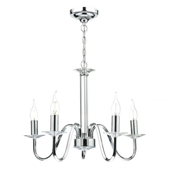 41530-004 Polished Chrome with Crystal 5 Light Centre Fitting
