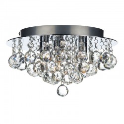 5934-003 Chrome 3 Light Ceiling Lamp with Crystal Balls