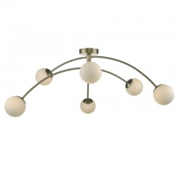 30885-003 Antique Brass 5 Light Ceiling Lamp with Opal Glasses