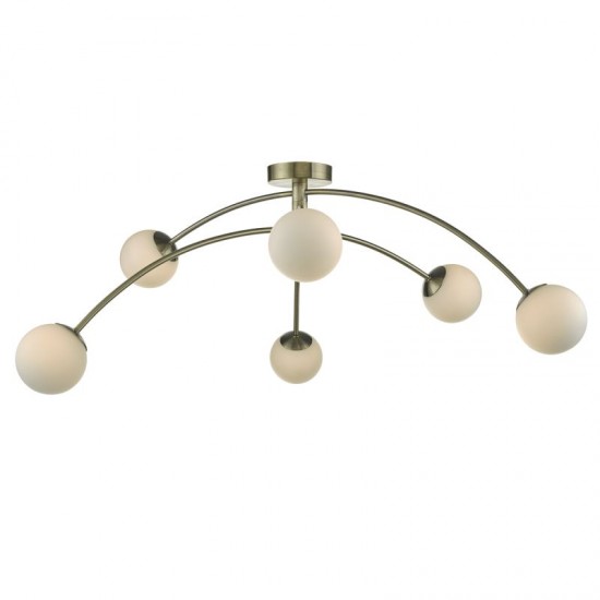30885-003 Antique Brass 5 Light Ceiling Lamp with Opal Glasses 30885-003 Antique Brass 5 Light Ceiling Lamp with Opal Glasses