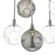 30886-003 Chrome 6 Light Cluster Pendant with Clear & Smoky Glasses