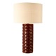 79751-003 Red Ceramic Table Lamp with Natural Linen Shade