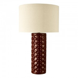 79751-003 Red Ceramic Table Lamp with Natural Linen Shade