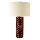 79751-003 Red Ceramic Table Lamp with Natural Linen Shade