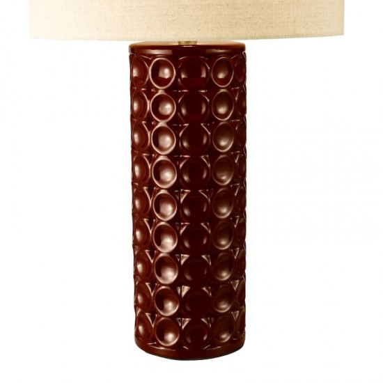 79751-003 Red Ceramic Table Lamp with Natural Linen Shade