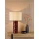79751-003 Red Ceramic Table Lamp with Natural Linen Shade