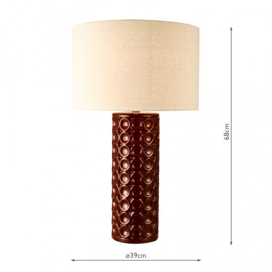 79751-003 Red Ceramic Table Lamp with Natural Linen Shade