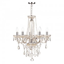 6008-003 Chrome 5 Light Chandelier with Champagne Crystal 6008-003 Chrome 5 Light Chandelier with Champagne Crystal