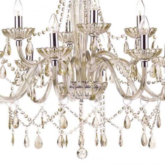 20001-003 Chrome 12 Light Chandelier with Champagne Crystal