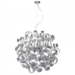 6020-003 Brushed Aluminum 12 Light Pendant with Twist Ribbons 