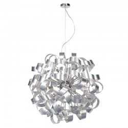 6020-003 Brushed Aluminum 12 Light Pendant with Twist Ribbons 