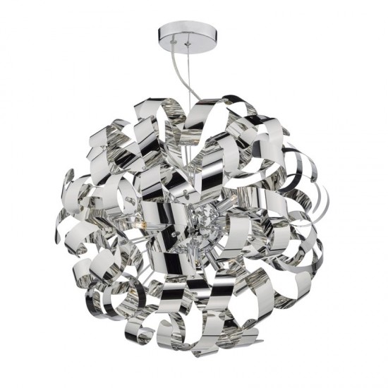 37988-003 Polished Chrome 9 Light Pendant with Twist Ribbons