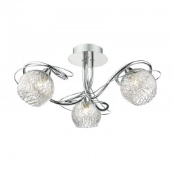3654-003 Chrome 3 Light Centre Fitting with Ribbed Glasses