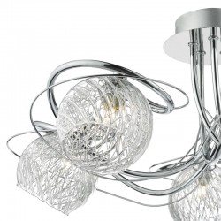 3655-003 Chrome 5 Light Centre Fitting with Ribbed Glasses