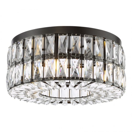 74894-003 Matt Black 4 Light Flush with Crystal