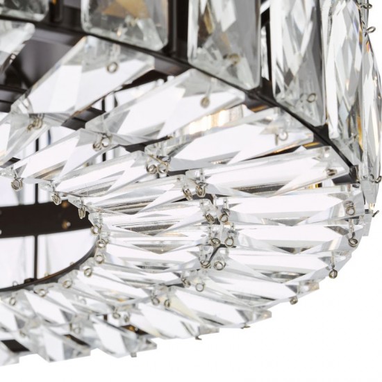 74894-003 Matt Black 4 Light Flush with Crystal