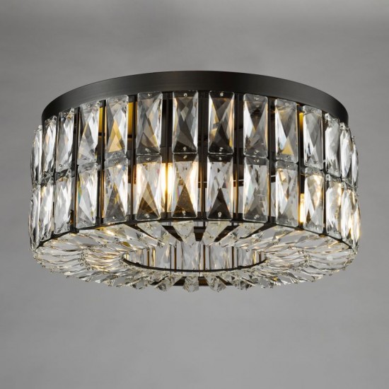 74894-003 Matt Black 4 Light Flush with Crystal