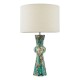 74628-003 Blue Art Confetti Glass Table Lamp with Natural Linen Shade
