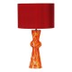 71451-003 Orange & Red Confetti Glass Table Lamp with Red Cotton Shade