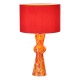 71451-003 Orange & Red Confetti Glass Table Lamp with Red Cotton Shade