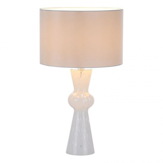 71450-003 White Confetti Glass Table Lamp with Ivory Cotton Shade