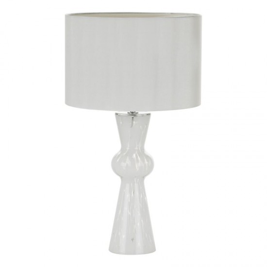 71450-003 White Confetti Glass Table Lamp with Ivory Cotton Shade