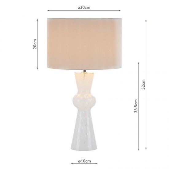 71450-003 White Confetti Glass Table Lamp with Ivory Cotton Shade